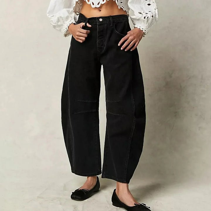 Nora | Damen Barrel Leg Jeans Weites Bein High Waist Freizeithose