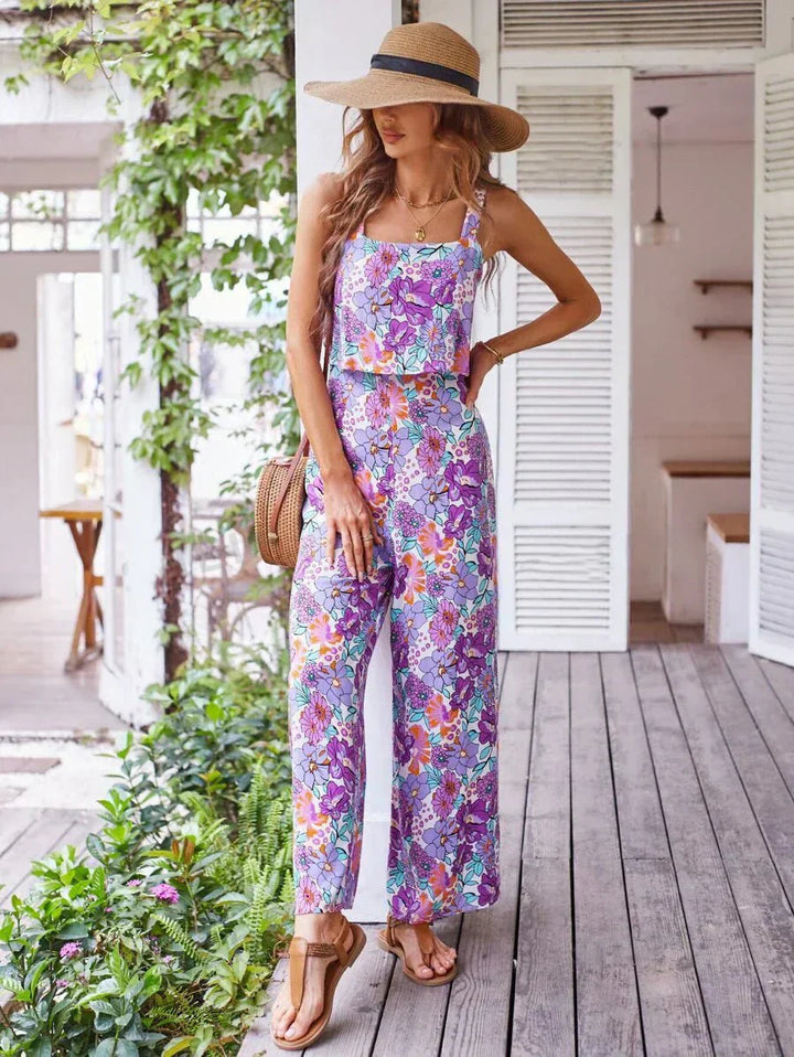 Fiora | Damen Set Crop Top und Weithose Blumenprint Sommer