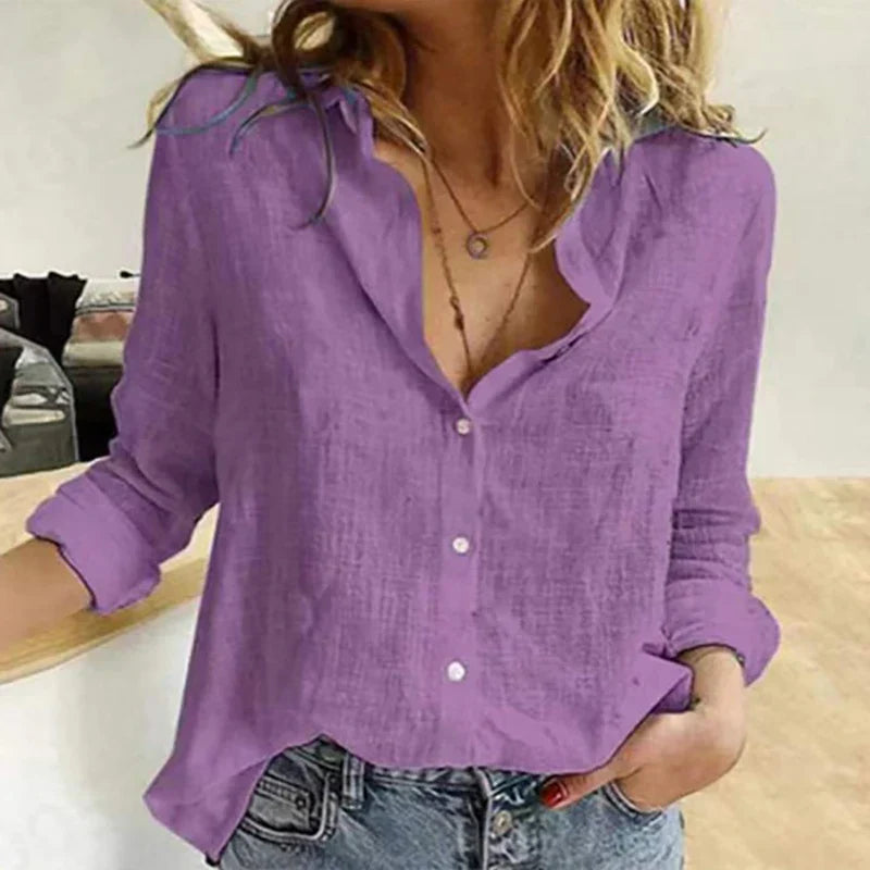 Pippa | Damen Bluse Vogelprint Langarm Knopfleiste