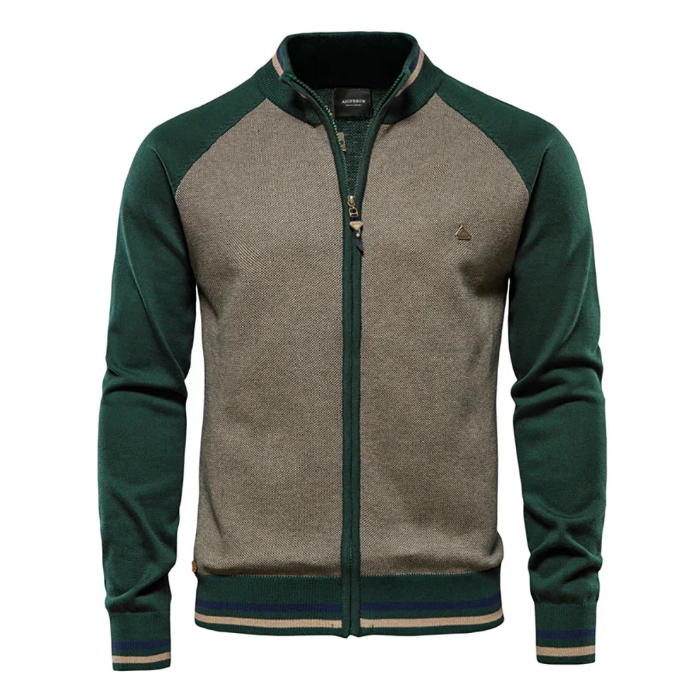 Henk | Herren Strickjacke Colorblock Reißverschluss Streifen
