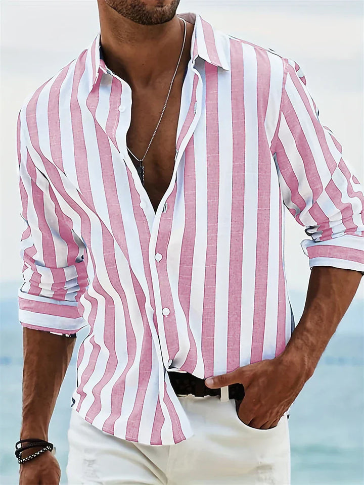 Jun | Herren Streifenhemd Langarm Button-Down Sommer