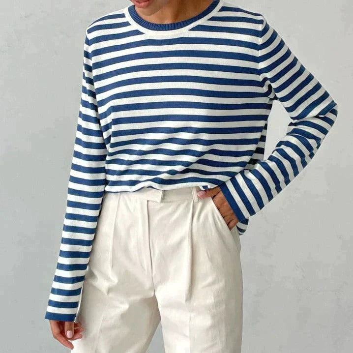 Kerza | Damen Gestreifter pullover Langarm Rundhals