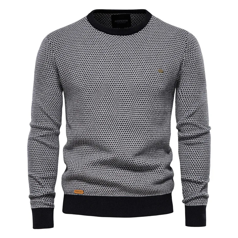 Jasper | Herrenpullover, Rundhalsausschnitt, Melange-Muster, Kontrast