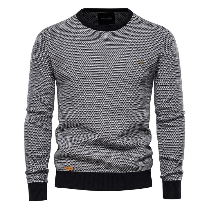 Jasper | Herrenpullover, Rundhalsausschnitt, Melange-Muster, Kontrast