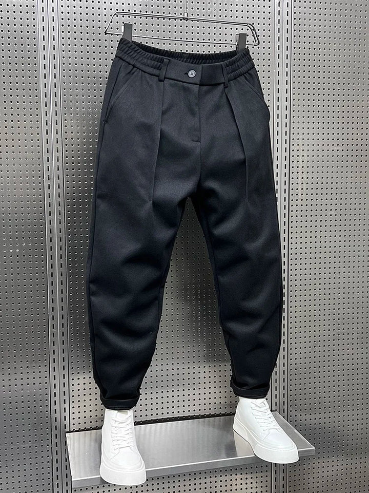 Joren | Herren Tapered Hose Bundfalten Elastisch Melange