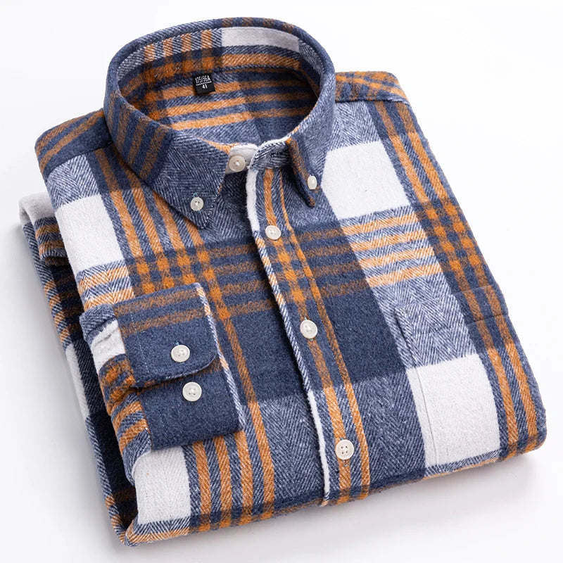 Arven | Herren Flanellhemd Karo Langarm Button-Down