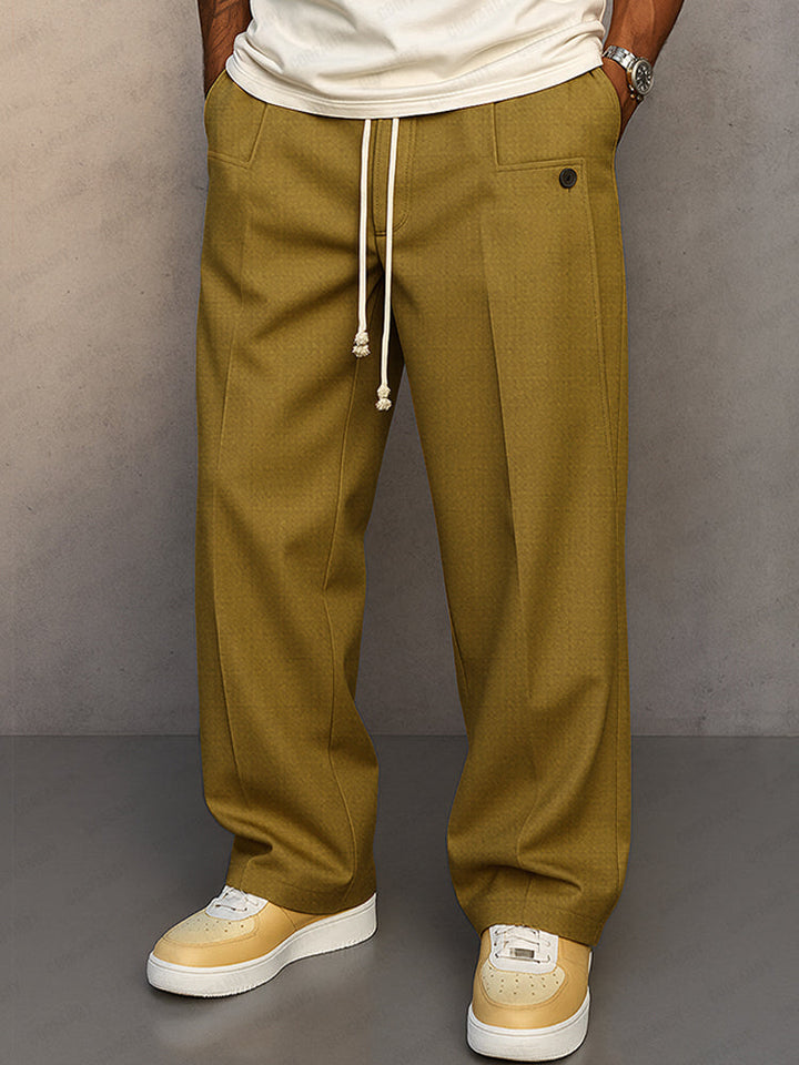 Glen | Herren Wide Leg Hose Bundfalte Tunnelzug Elegant