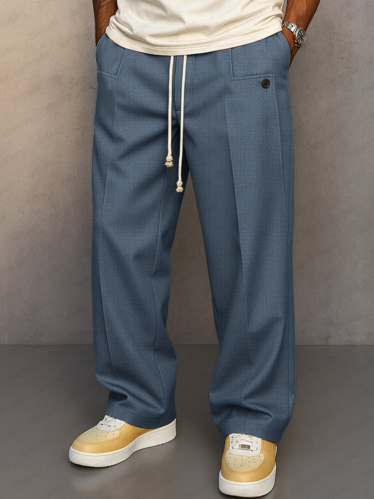Glen | Herren Wide Leg Hose Bundfalte Tunnelzug Elegant