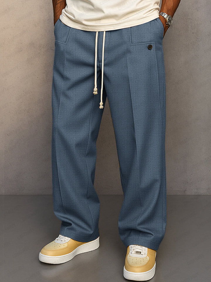 Glen | Herren Wide Leg Hose Bundfalte Tunnelzug Elegant