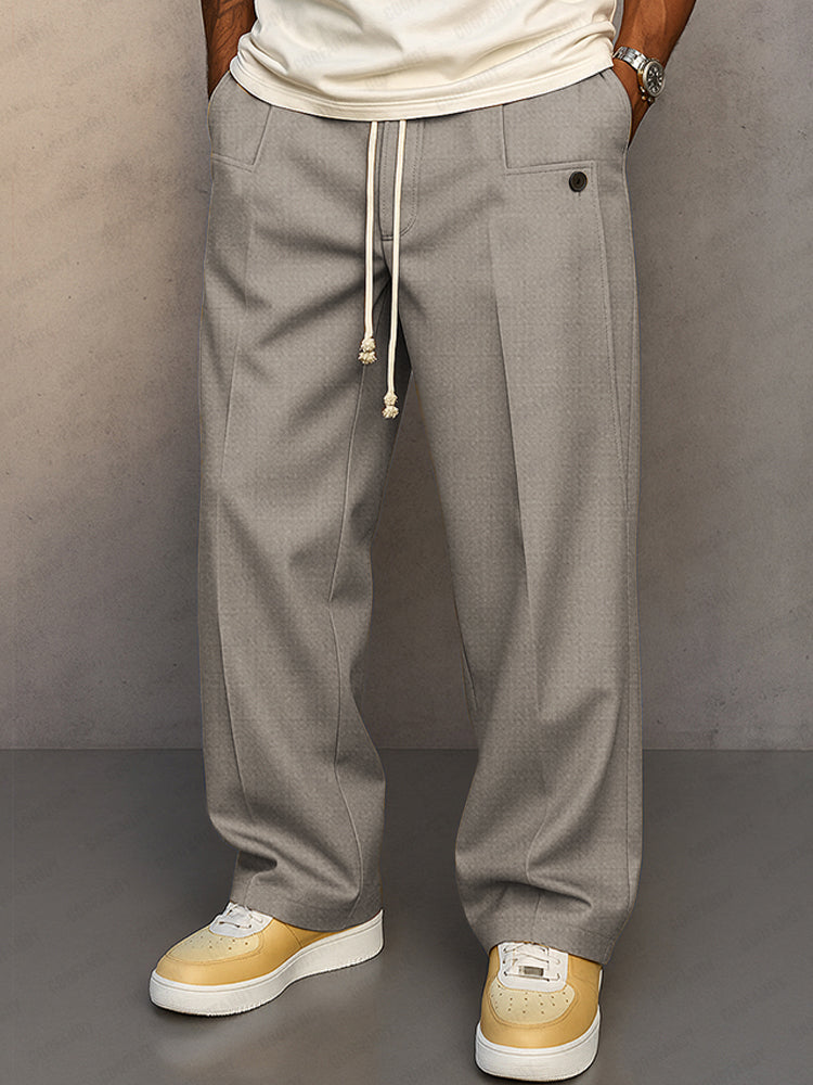 Glen | Herren Wide Leg Hose Bundfalte Tunnelzug Elegant
