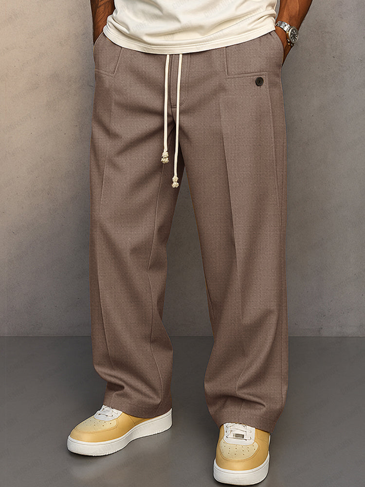 Glen | Herren Wide Leg Hose Bundfalte Tunnelzug Elegant