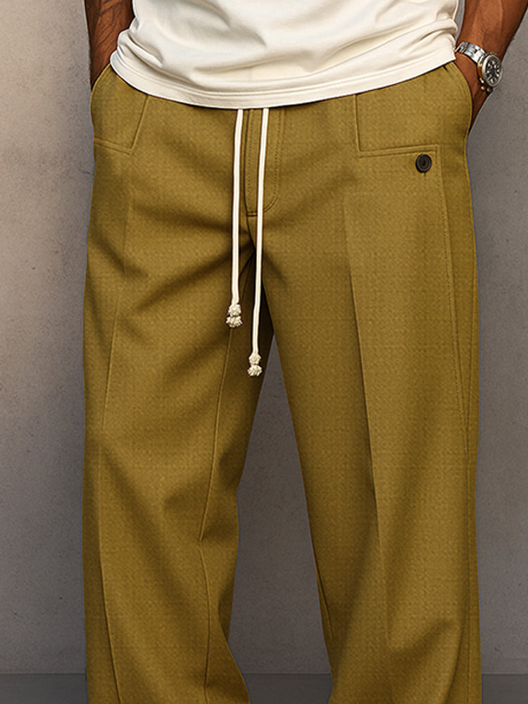 Glen | Herren Wide Leg Hose Bundfalte Tunnelzug Elegant