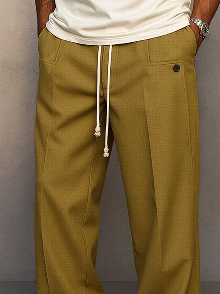 Glen | Herren Wide Leg Hose Bundfalte Tunnelzug Elegant