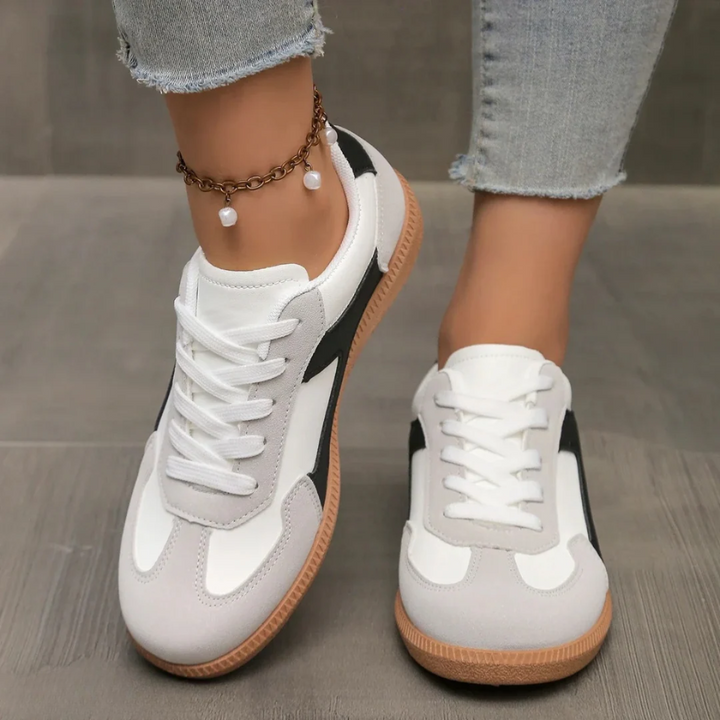 Zoe | Damen Retro Sneaker mit Farbblocking und Gummisohle