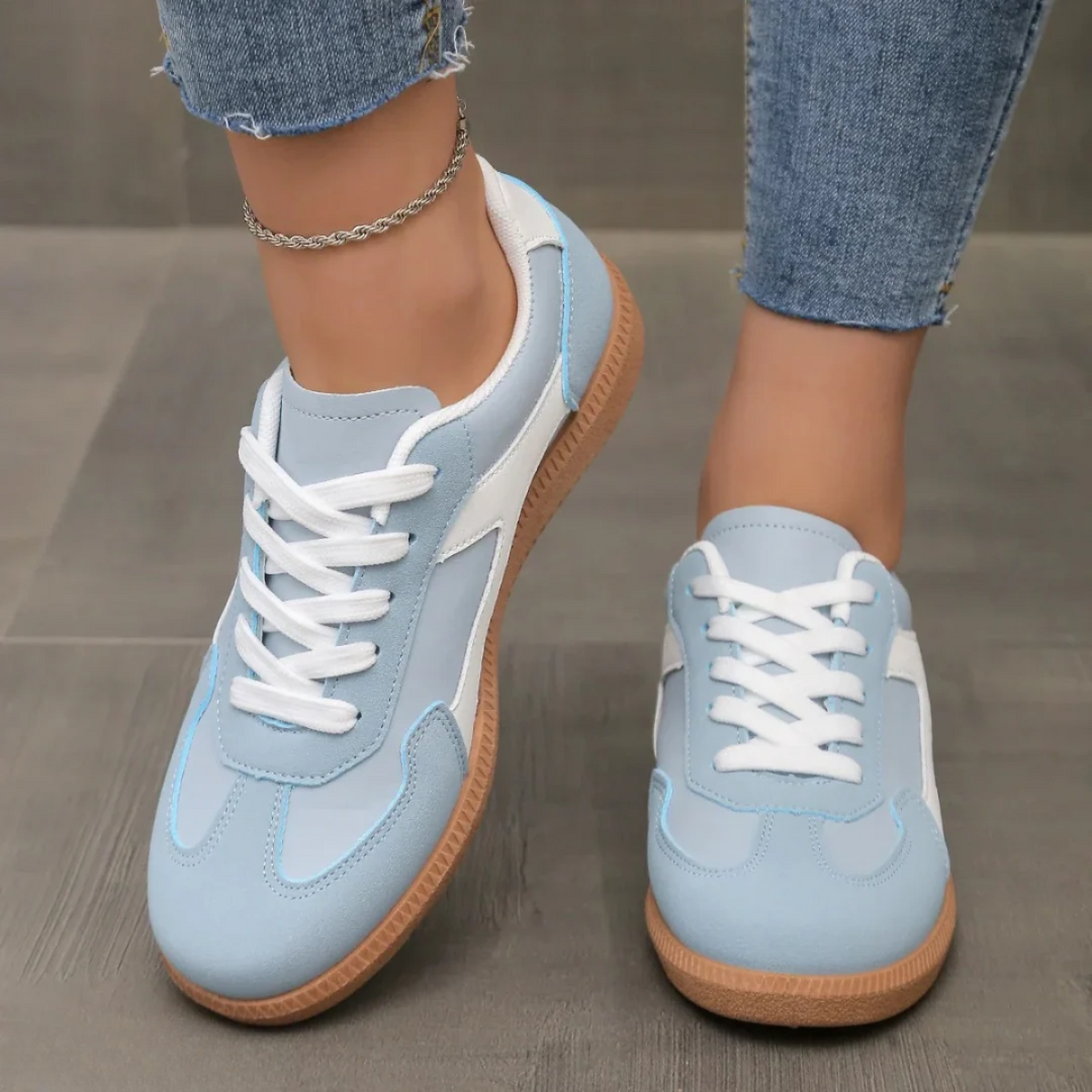 Zoe | Damen Retro Sneaker mit Farbblocking und Gummisohle