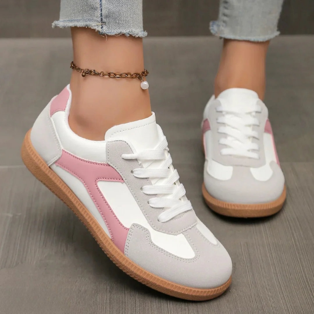 Zoe | Damen Retro Sneaker mit Farbblocking und Gummisohle