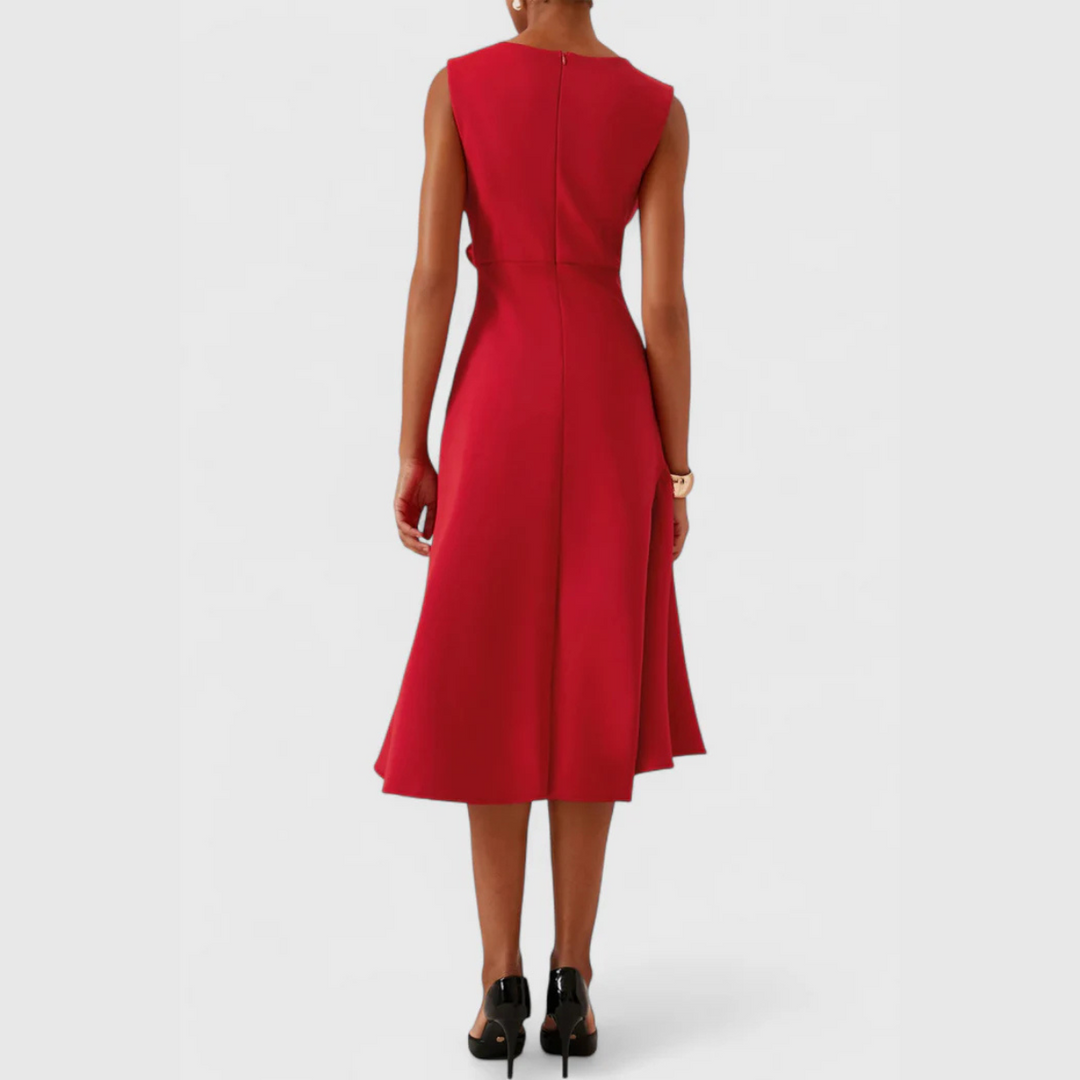 Serena | Damen Midi-Kleid ärmellos asymmetrischer Saum