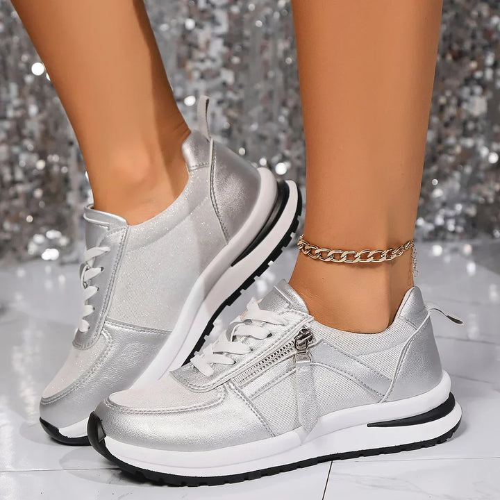 Lucy | Damen Plateau Sneaker Reißverschluss Schnürsenkel