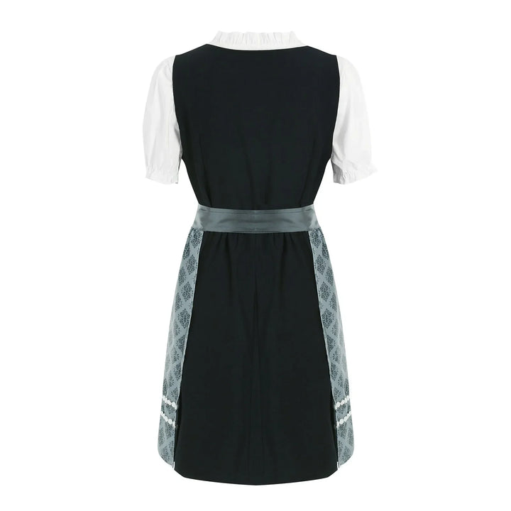 Kathrin | Damen Dirndl Dunkelgrau Spitzenschürze Trachtenkleid Set