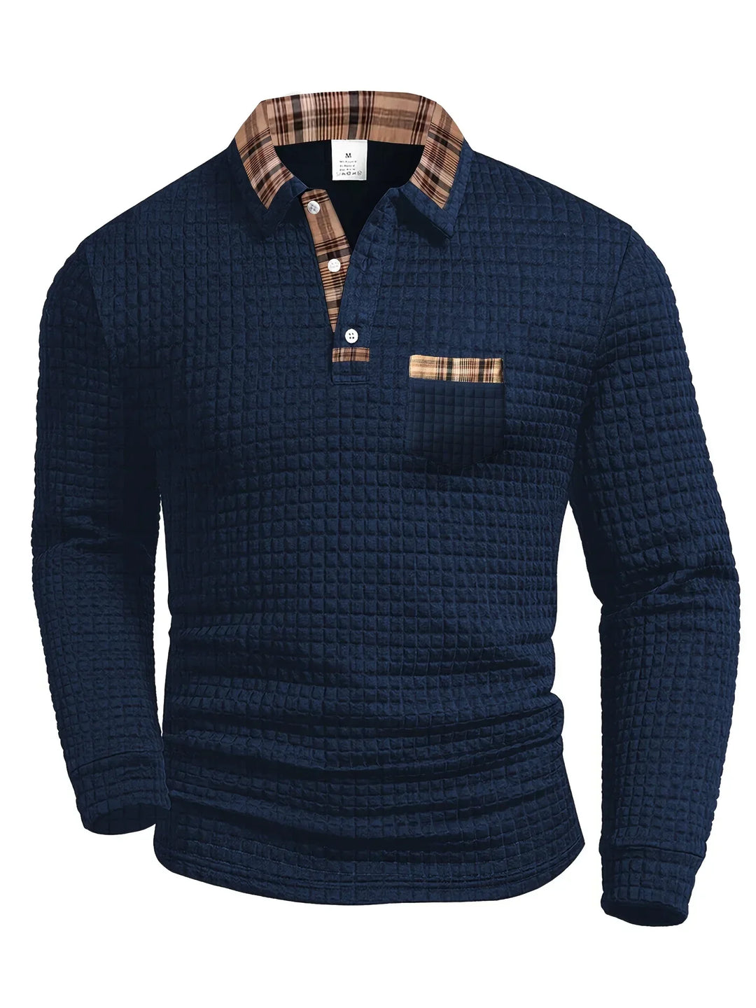 Stefan | Herren Poloshirt Waffle Langarm Karokragen