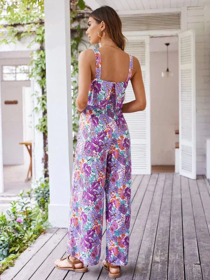 Fiora | Damen Set Crop Top und Weithose Blumenprint Sommer
