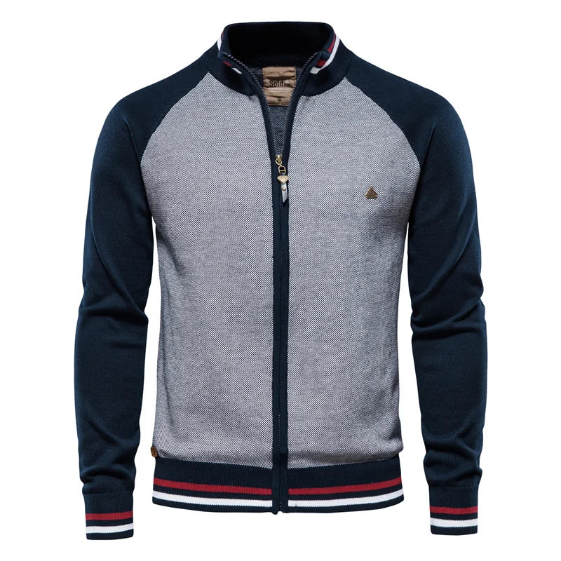 Henk | Herren Strickjacke Colorblock Reißverschluss Streifen