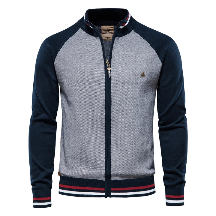 Henk | Herren Strickjacke Colorblock Reißverschluss Streifen