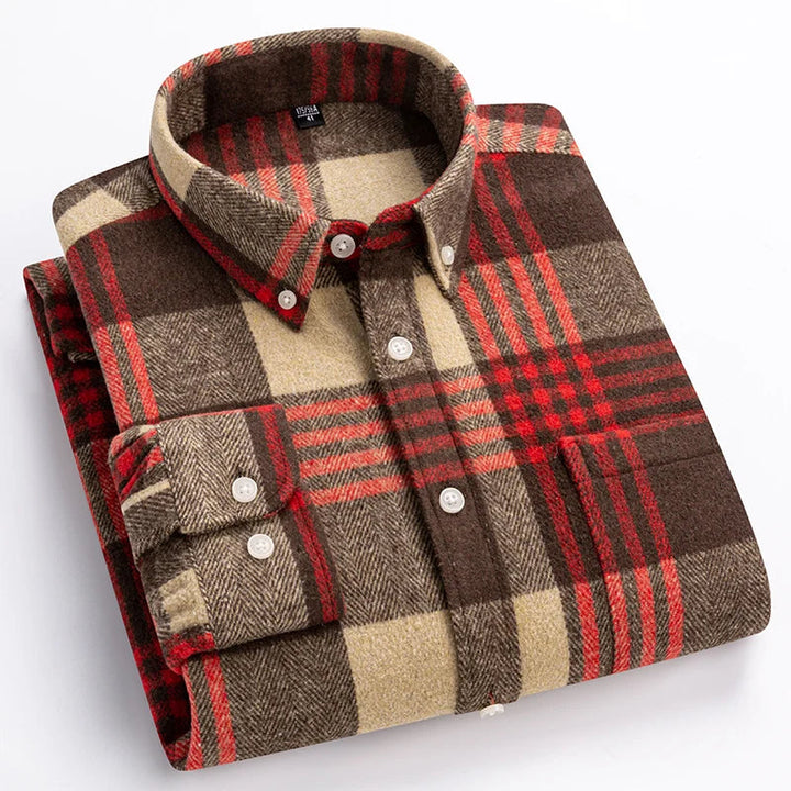 Arven | Herren Flanellhemd Karo Langarm Button-Down