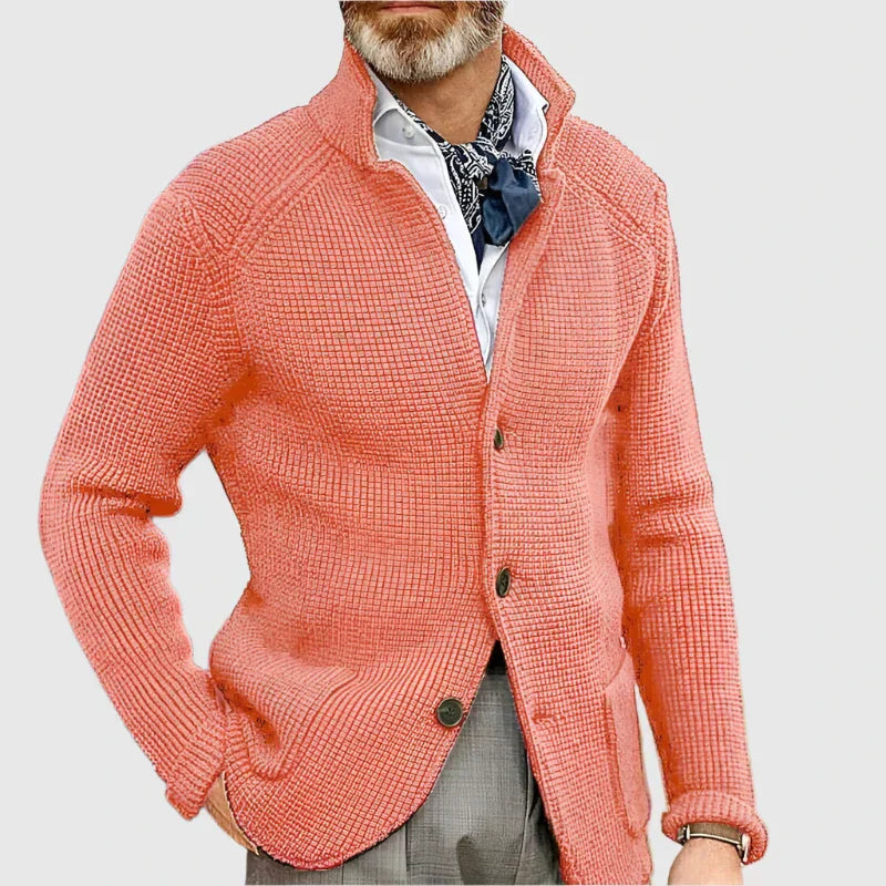 Jovel | Herren Strickjacke Blazer-Stil Knöpfe Strukturmuster