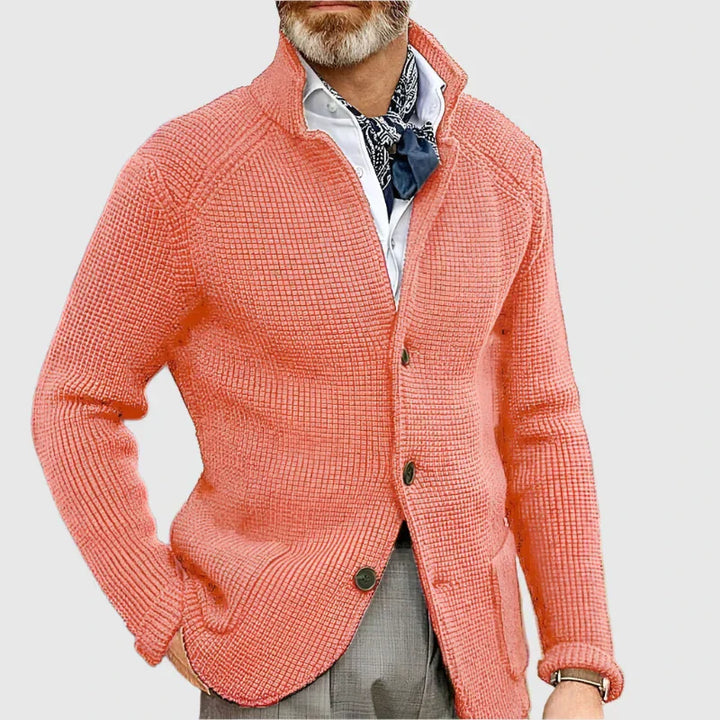 Jovel | Herren Strickjacke Blazer-Stil Knöpfe Strukturmuster