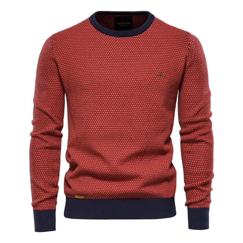 Jasper | Herrenpullover, Rundhalsausschnitt, Melange-Muster, Kontrast