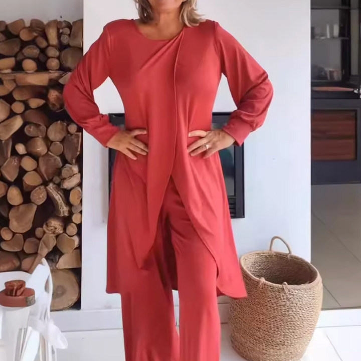 Viola | Damen Set 2-teilig Longshirt Weite Hose Loungewear