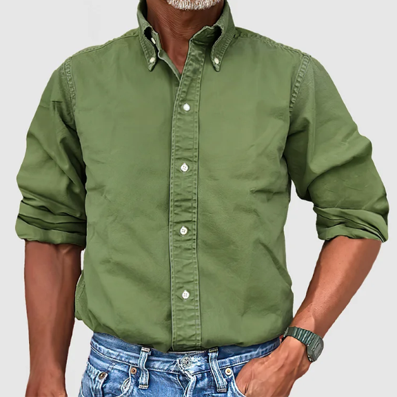 Logan | Herren Langarmhemd Einfarbig Button-Down Freizeithemd