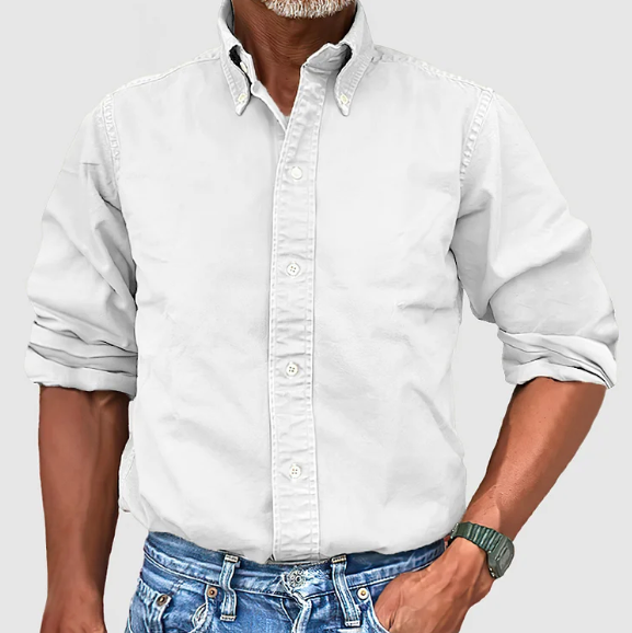 Logan | Herren Langarmhemd Einfarbig Button-Down Freizeithemd