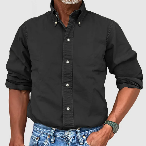 Logan | Herren Langarmhemd Einfarbig Button-Down Freizeithemd