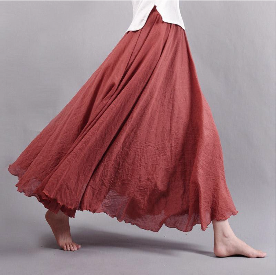 Bella | Damen rock Maxi Fließend Elastischer Bund Sommer