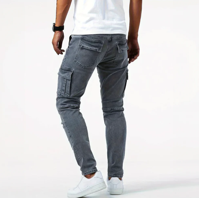 Norman | Herren Cargo Skinny Jeans slim fit mit Seitentaschen