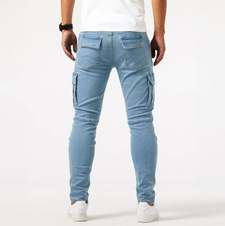 Norman | Herren Cargo Skinny Jeans slim fit mit Seitentaschen