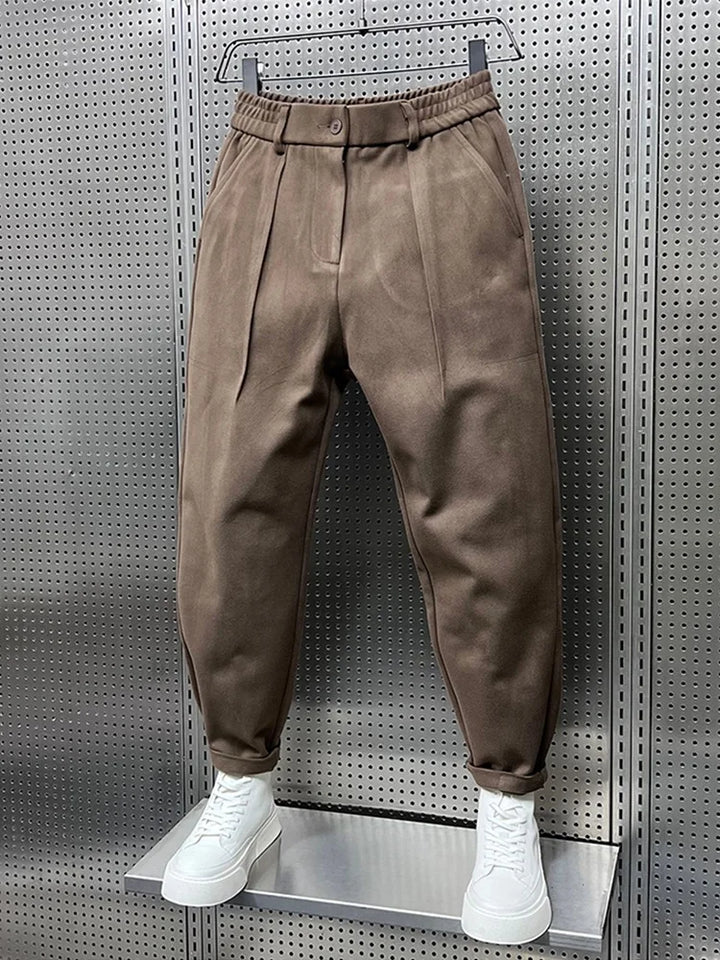 Joren | Herren Tapered Hose Bundfalten Elastisch Melange