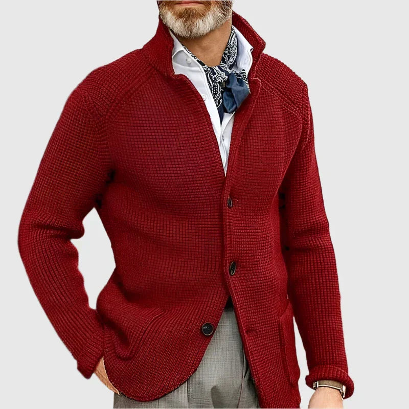 Jovel | Herren Strickjacke Blazer-Stil Knöpfe Strukturmuster