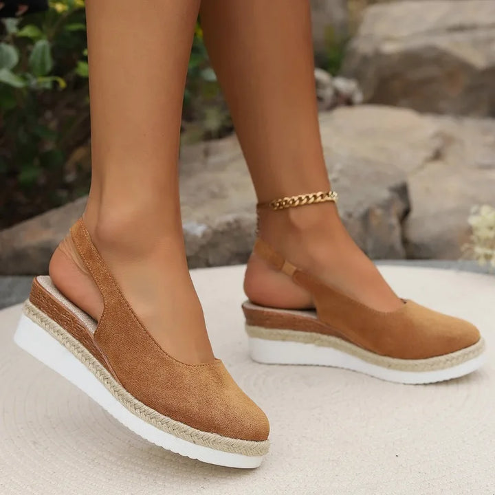 Nina | Damen Espadrilles Keilabsatz Slingback Wildleder Sandalen