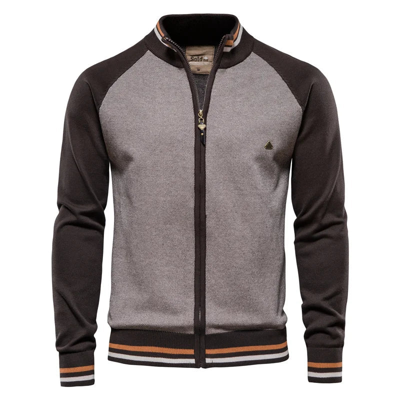 Henk | Herren Strickjacke Colorblock Reißverschluss Streifen