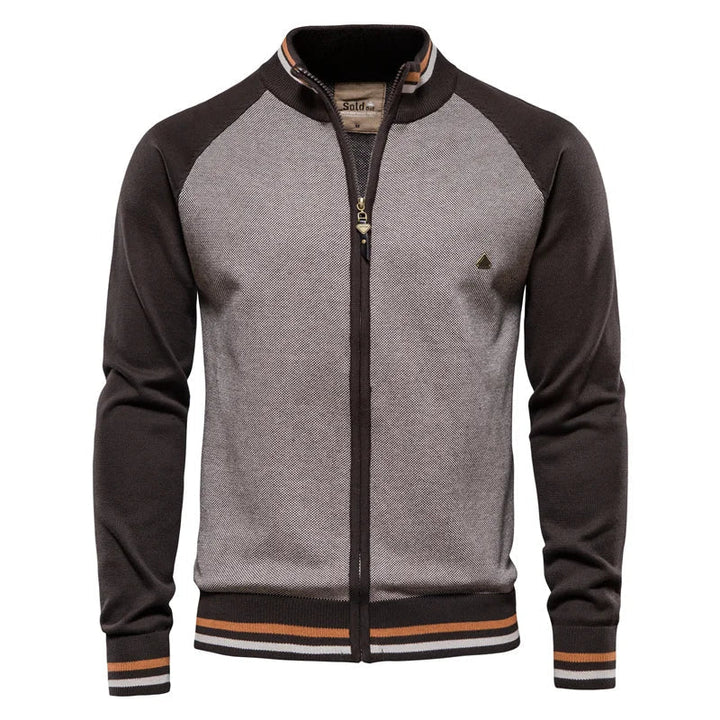 Henk | Herren Strickjacke Colorblock Reißverschluss Streifen