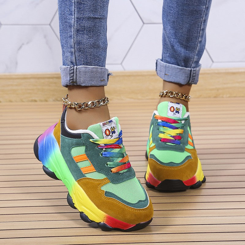 Raya | Damen Chunky Sneaker Bunt Plateau Turnschuhe Regenbogen