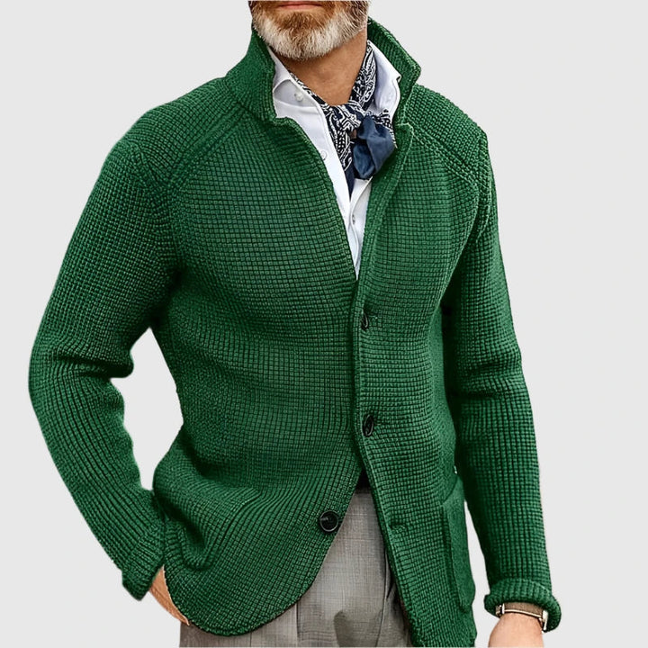 Jovel | Herren Strickjacke Blazer-Stil Knöpfe Strukturmuster