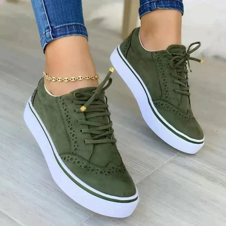 Gina | Damen Plateau Sneaker Schnürschuhe Wildleder-Optik