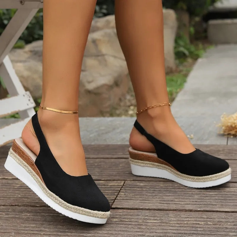 Nina | Damen Espadrilles Keilabsatz Slingback Wildleder Sandalen