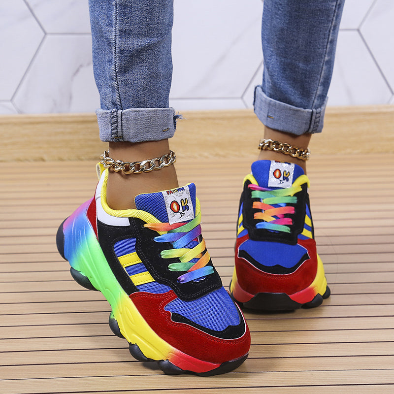 Raya | Damen Chunky Sneaker Bunt Plateau Turnschuhe Regenbogen