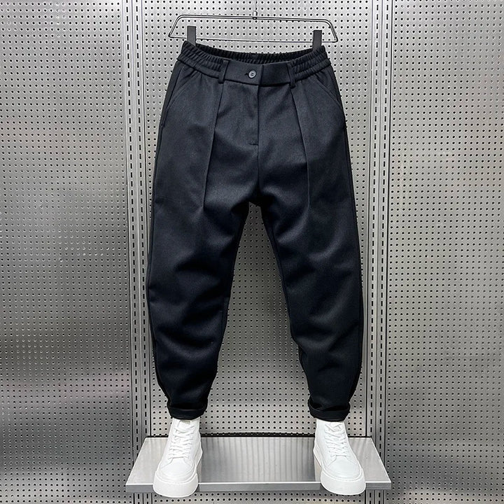 Joren | Herren Tapered Hose Bundfalten Elastisch Melange