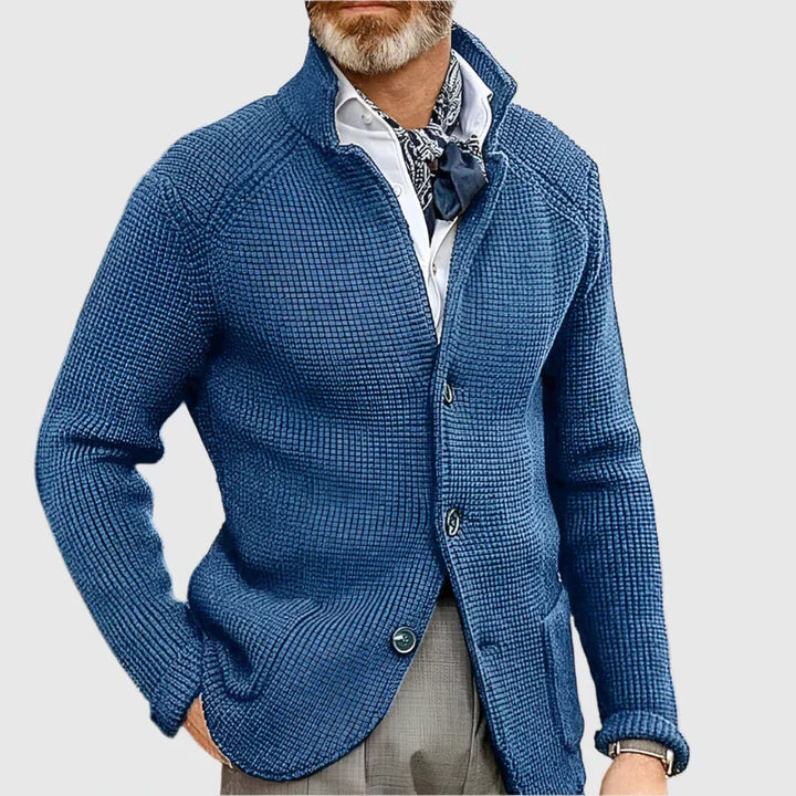 Jovel | Herren Strickjacke Blazer-Stil Knöpfe Strukturmuster